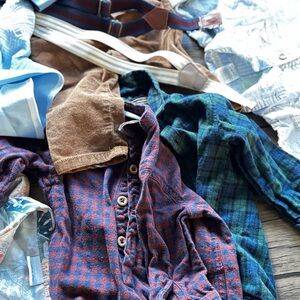 Plaid Kids Button Down Shirt - Red and Green (bundle, make an offer)